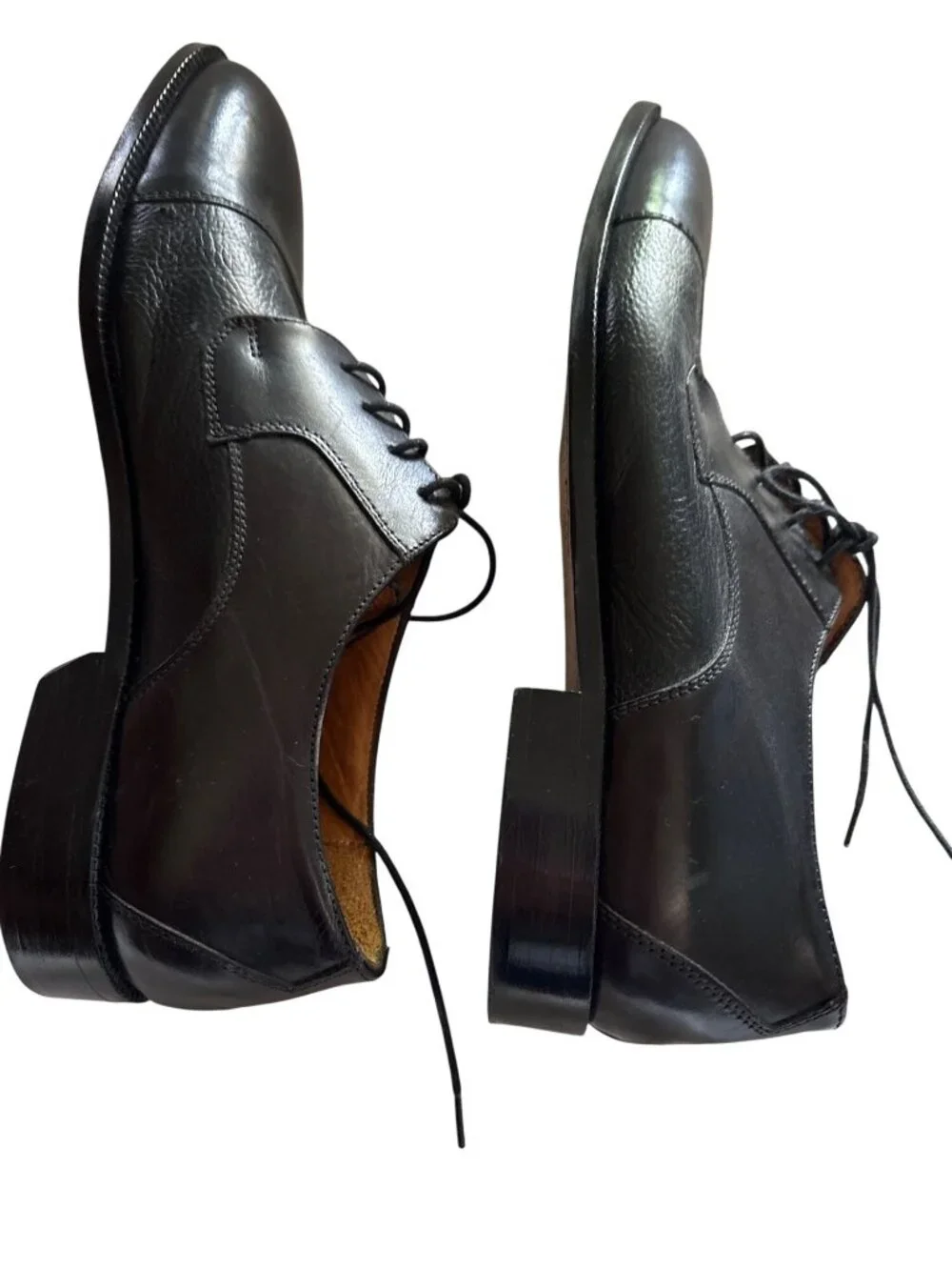 Mens Black Leather Oxford Dress Shoes Size 10.5 Made In Italy
